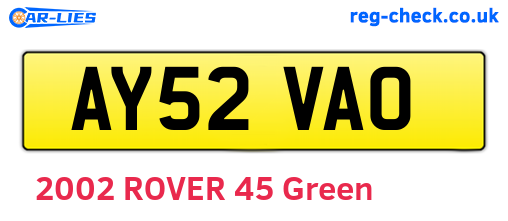 AY52VAO are the vehicle registration plates.