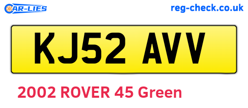 KJ52AVV are the vehicle registration plates.