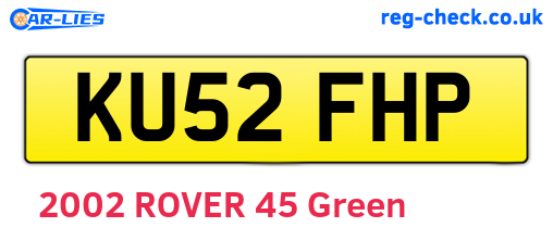 KU52FHP are the vehicle registration plates.