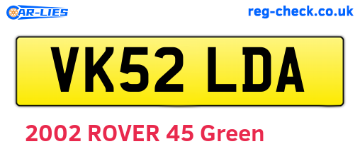VK52LDA are the vehicle registration plates.