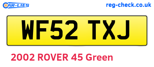 WF52TXJ are the vehicle registration plates.