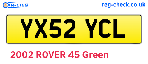 YX52YCL are the vehicle registration plates.