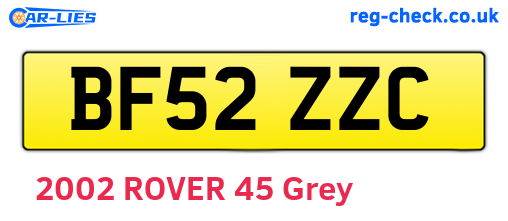 BF52ZZC are the vehicle registration plates.