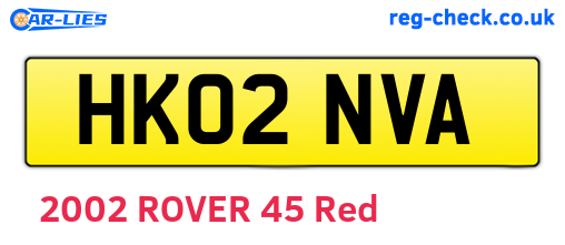 HK02NVA are the vehicle registration plates.
