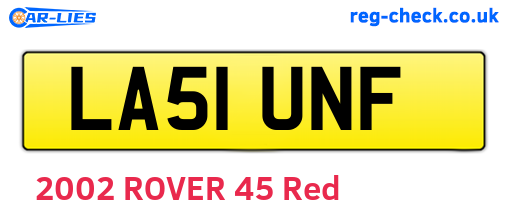 LA51UNF are the vehicle registration plates.