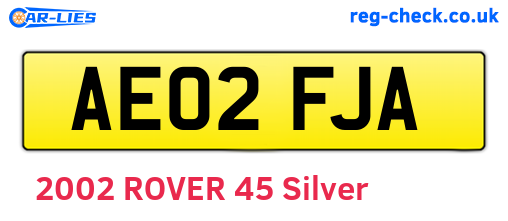 AE02FJA are the vehicle registration plates.