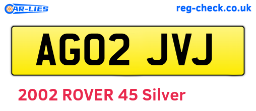 AG02JVJ are the vehicle registration plates.