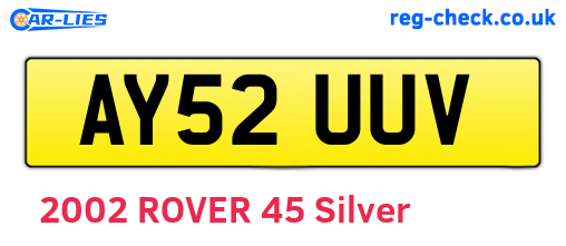 AY52UUV are the vehicle registration plates.