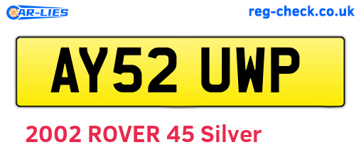 AY52UWP are the vehicle registration plates.
