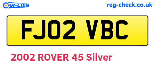 FJ02VBC are the vehicle registration plates.