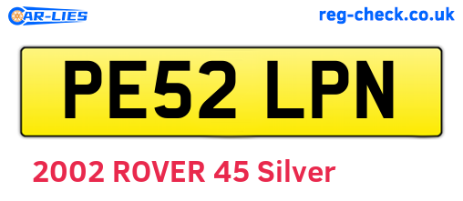 PE52LPN are the vehicle registration plates.