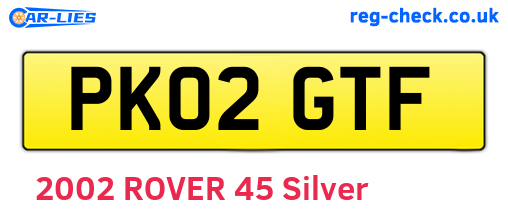 PK02GTF are the vehicle registration plates.
