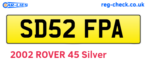SD52FPA are the vehicle registration plates.