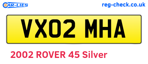 VX02MHA are the vehicle registration plates.