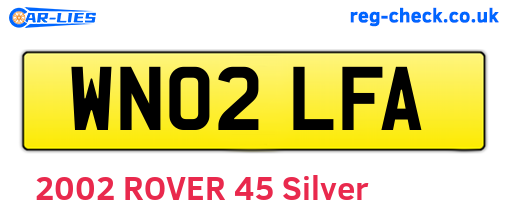 WN02LFA are the vehicle registration plates.