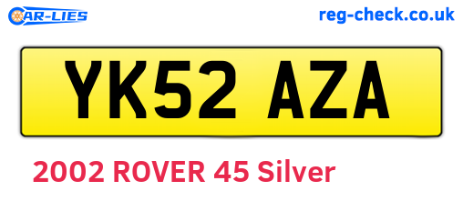 YK52AZA are the vehicle registration plates.