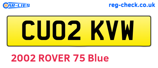 CU02KVW are the vehicle registration plates.