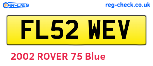 FL52WEV are the vehicle registration plates.