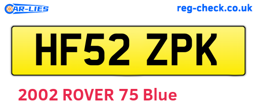HF52ZPK are the vehicle registration plates.