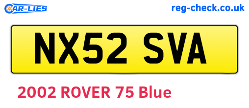 NX52SVA are the vehicle registration plates.