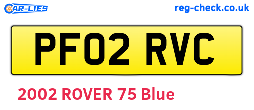 PF02RVC are the vehicle registration plates.