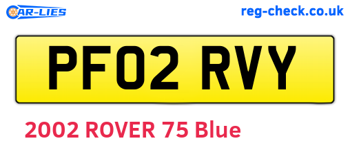 PF02RVY are the vehicle registration plates.