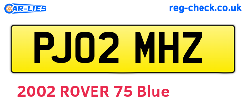 PJ02MHZ are the vehicle registration plates.