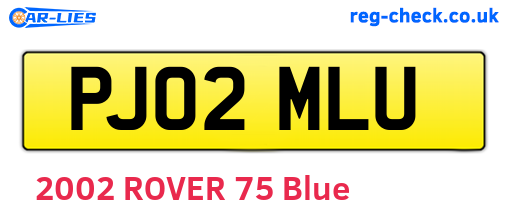 PJ02MLU are the vehicle registration plates.
