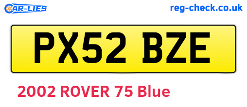PX52BZE are the vehicle registration plates.