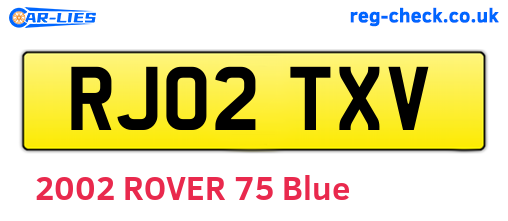 RJ02TXV are the vehicle registration plates.