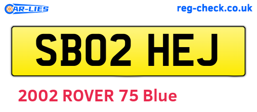 SB02HEJ are the vehicle registration plates.
