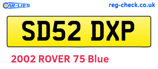 SD52DXP are the vehicle registration plates.