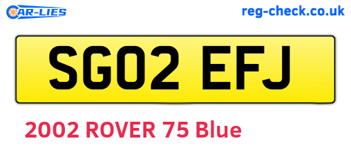 SG02EFJ are the vehicle registration plates.