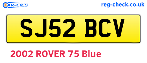 SJ52BCV are the vehicle registration plates.