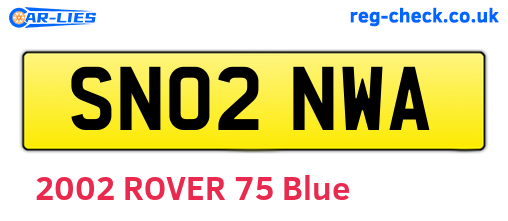 SN02NWA are the vehicle registration plates.
