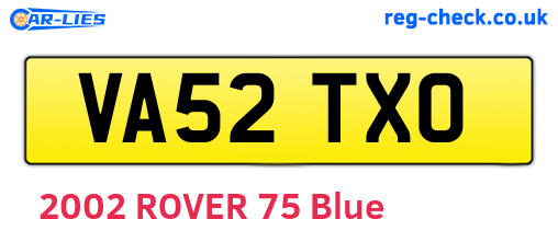 VA52TXO are the vehicle registration plates.