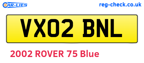 VX02BNL are the vehicle registration plates.