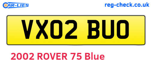 VX02BUO are the vehicle registration plates.