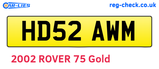 HD52AWM are the vehicle registration plates.