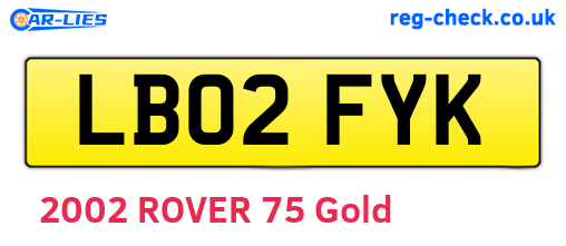 LB02FYK are the vehicle registration plates.