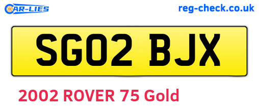SG02BJX are the vehicle registration plates.
