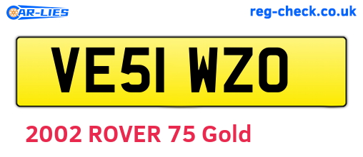 VE51WZO are the vehicle registration plates.