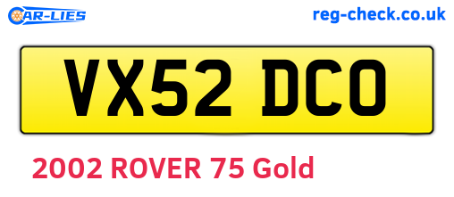 VX52DCO are the vehicle registration plates.