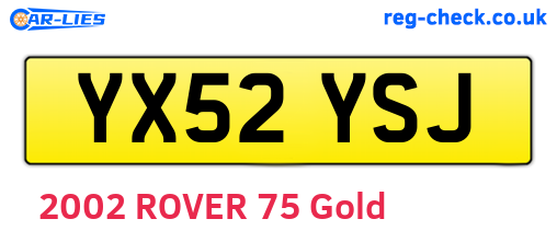 YX52YSJ are the vehicle registration plates.