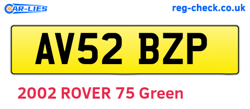 AV52BZP are the vehicle registration plates.