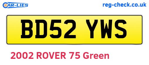 BD52YWS are the vehicle registration plates.