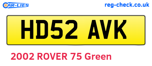 HD52AVK are the vehicle registration plates.