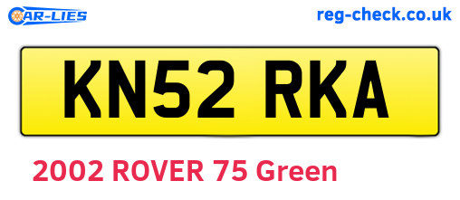 KN52RKA are the vehicle registration plates.