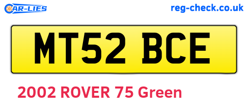MT52BCE are the vehicle registration plates.