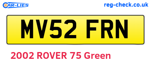 MV52FRN are the vehicle registration plates.